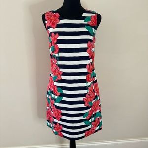 NWT Vineyard Vines Magnolia Stripe Shift Navy White Floral Dress